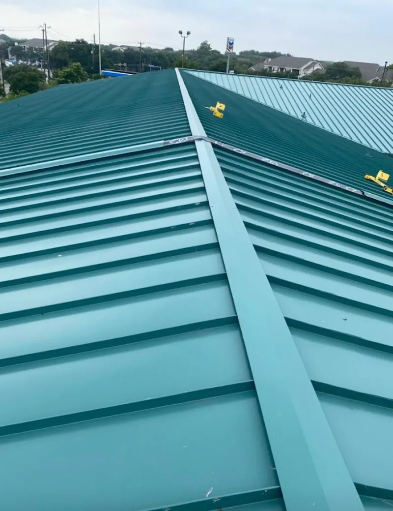 Green commercial metal roof ridge and valley for Metal Roof Repair in Manassas